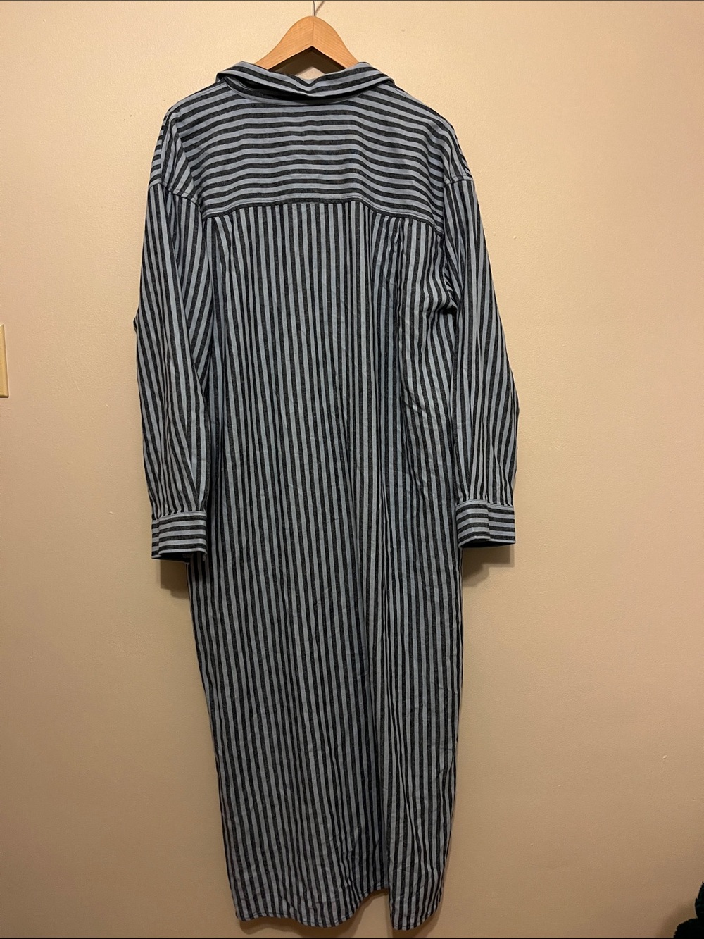 NWT Banana Republic Linen blend Midi Striped Shirt Dress new blue - Picture 5 of 6